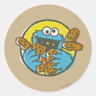 Cookie Monster Retro Classic Round Sticker