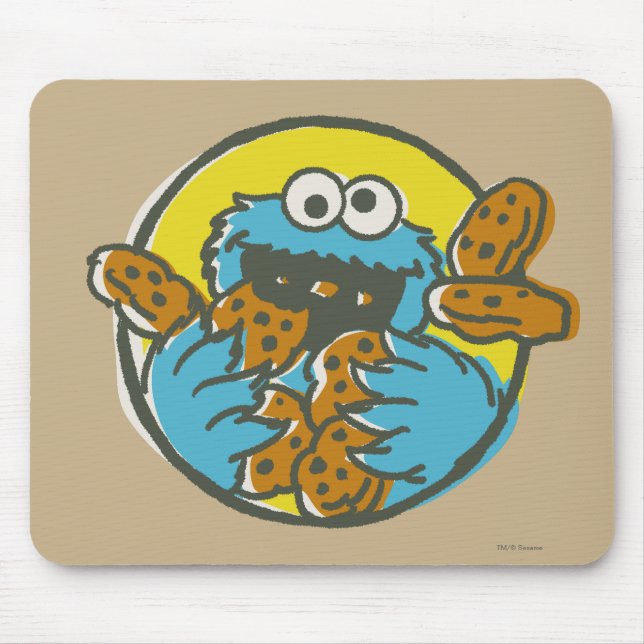 Cookie Monster Retro Mouse Mat (Front)