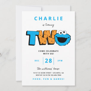 Cookie Monster - Second Birthday Invitation