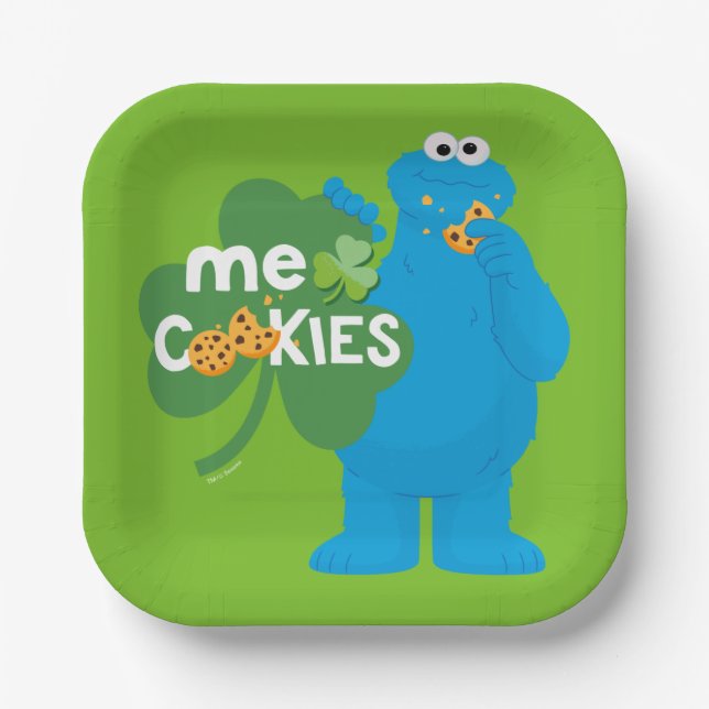 Cookie Monster | Shamrock Love Paper Plate (Front)