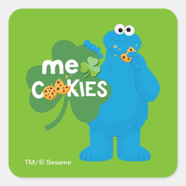 Cookie Monster | Shamrock Love Square Sticker (Front)