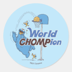 Cookie Monster Shooting Basketball Hoops Classic Round Sticker