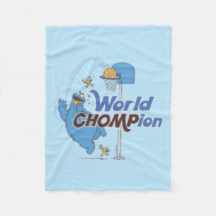 Cookie Monster Shooting Basketball Hoops Fleece Blanket