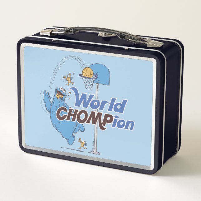 Cookie Monster | Shooting Basketball Hoops Metal Lunch Box (Back)