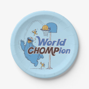 Cookie Monster   Shooting Basketball Hoops Paper Plate