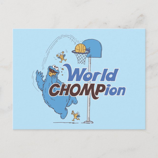 Cookie Monster | Shooting Basketball Hoops Postcard (Front)