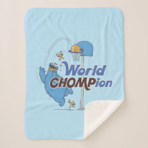 Cookie Monster Shooting Basketball Hoops Sherpa Blanket