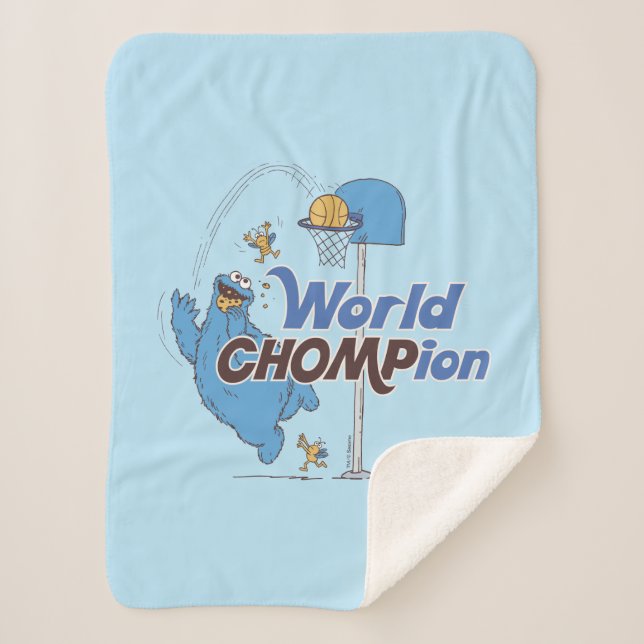 Cookie Monster | Shooting Basketball Hoops Sherpa Blanket (Front)