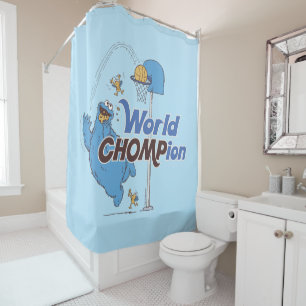Cookie Monster Shooting Basketball Hoops Shower Curtain