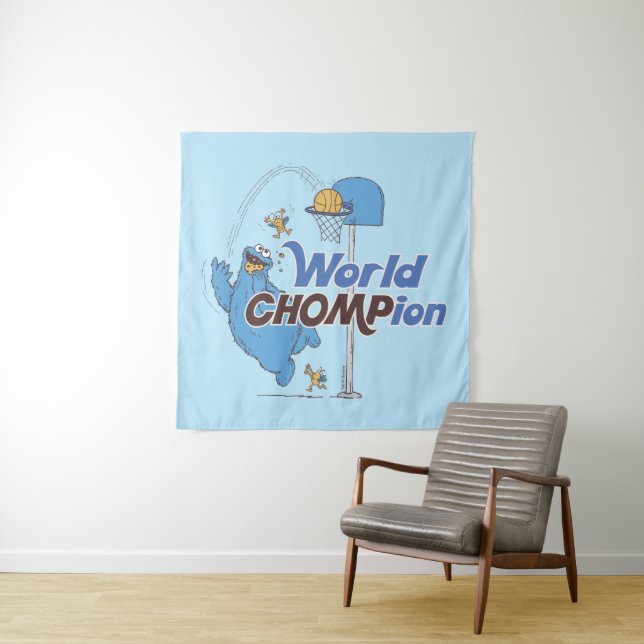 Cookie Monster | Shooting Basketball Hoops Tapestry (In Situ)