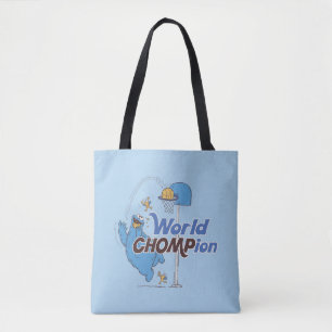 Cookie Monster Shooting Basketball Hoops Tote Bag
