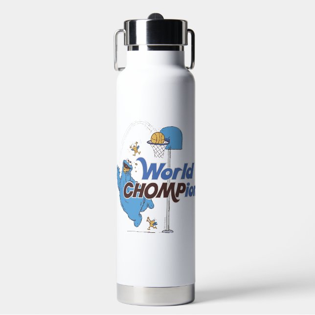 Cookie Monster | Shooting Basketball Hoops Water Bottle (Front)