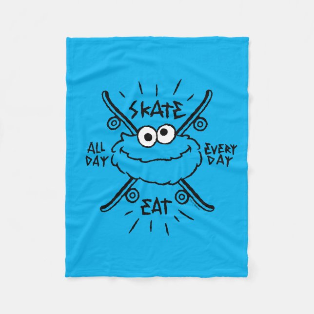 Cookie Monster Skate Logo - Skate, Eat, 24/7 Fleece Blanket (Front)