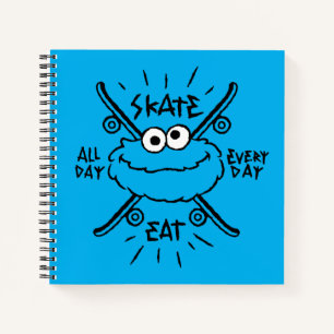 Cookie Monster Skate Logo - Skate, Eat, 24/7 Notebook
