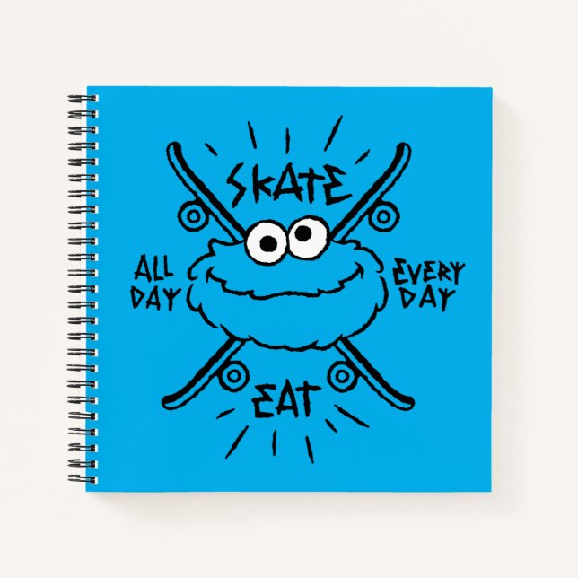 Cookie Monster Skate Logo - Skate, Eat, 24/7 Notebook (Front)
