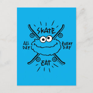 Cookie Monster Skate Logo - Skate, Eat, 24/7 Postcard