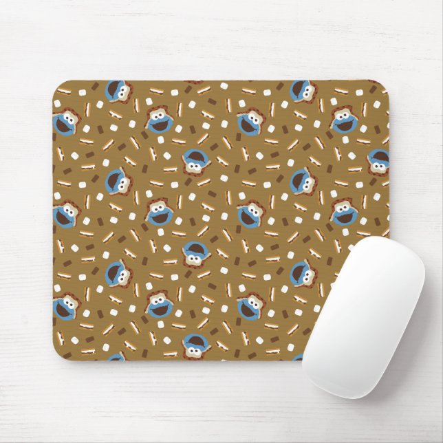 Cookie Monster S'mores Pattern Mouse Mat (With Mouse)