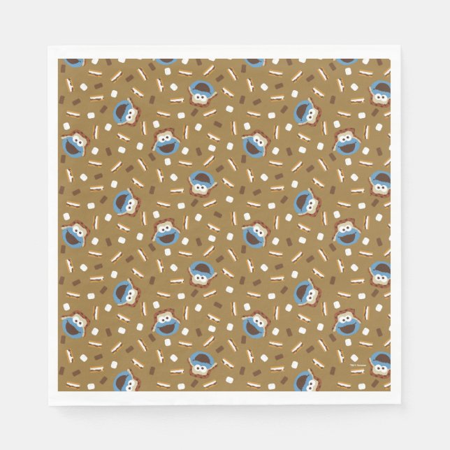 Cookie Monster S'mores Pattern Napkin (Front)