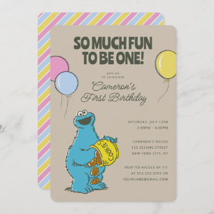 Cookie Monster So Much Fun to Be One Birthday Invitation