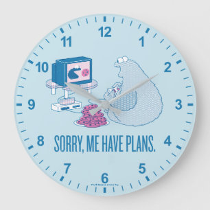 Cookie Monster Sorry, Me Have Plans Large Clock
