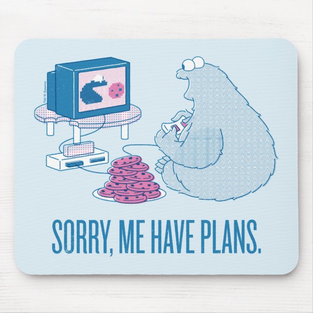 Cookie Monster | Sorry, Me Have Plans Mouse Mat (Front)