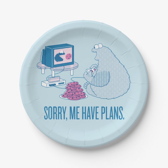 Cookie Monster | Sorry, Me Have Plans Paper Plate (Front)