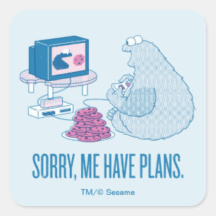 Cookie Monster Sorry, Me Have Plans Square Sticker
