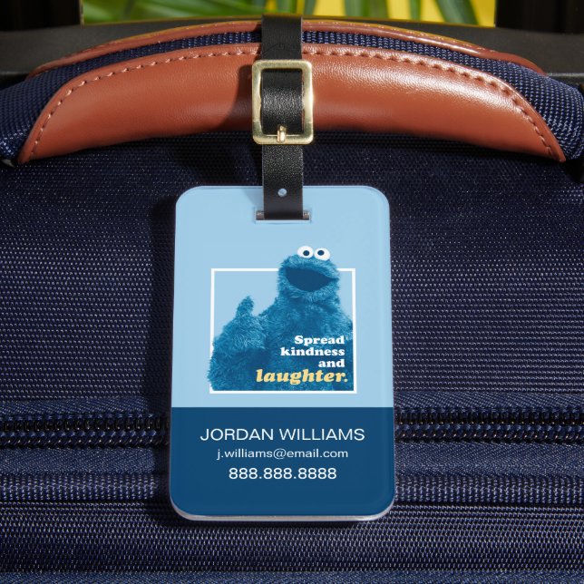 Cookie Monster | Spread Kindness and Laughter Luggage Tag (Front Insitu 2)