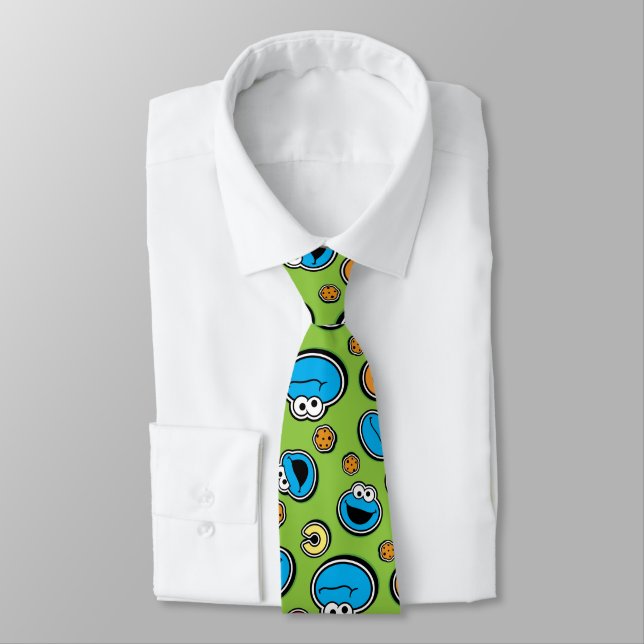 Cookie Monster Sticker Pattern Tie (Tied)