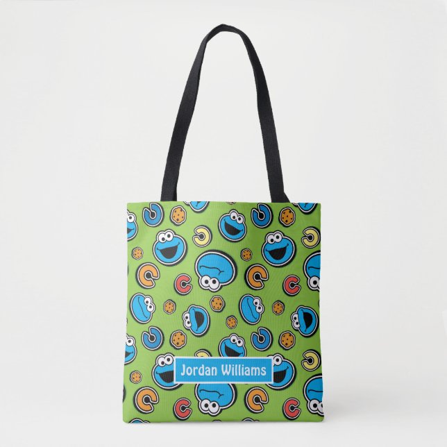 Cookie Monster Sticker Pattern Tote Bag (Front)