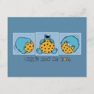 Cookie Monster That's How Me Roll Postcard