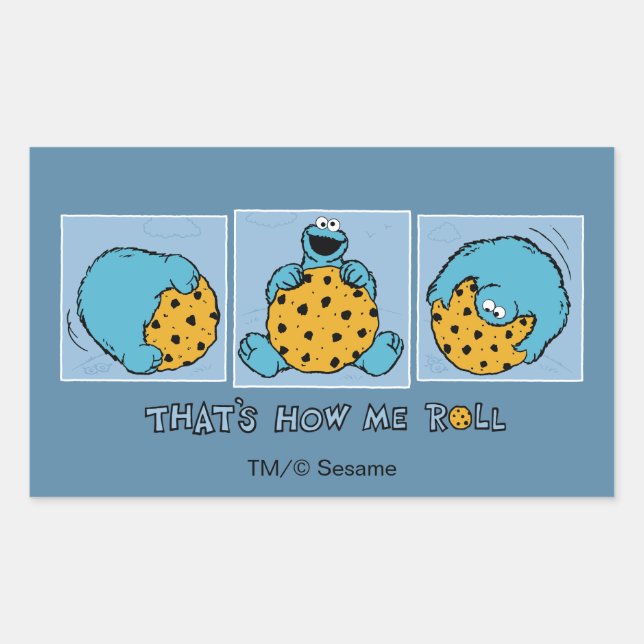 Cookie Monster | That's How Me Roll Rectangular Sticker (Front)