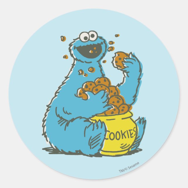 Cookie Monster Vintage Classic Round Sticker (Front)