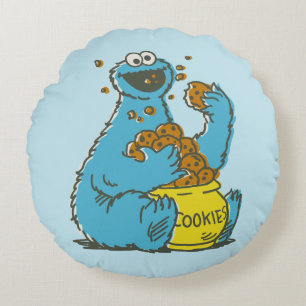 Cookie Monster Vintage Round Cushion