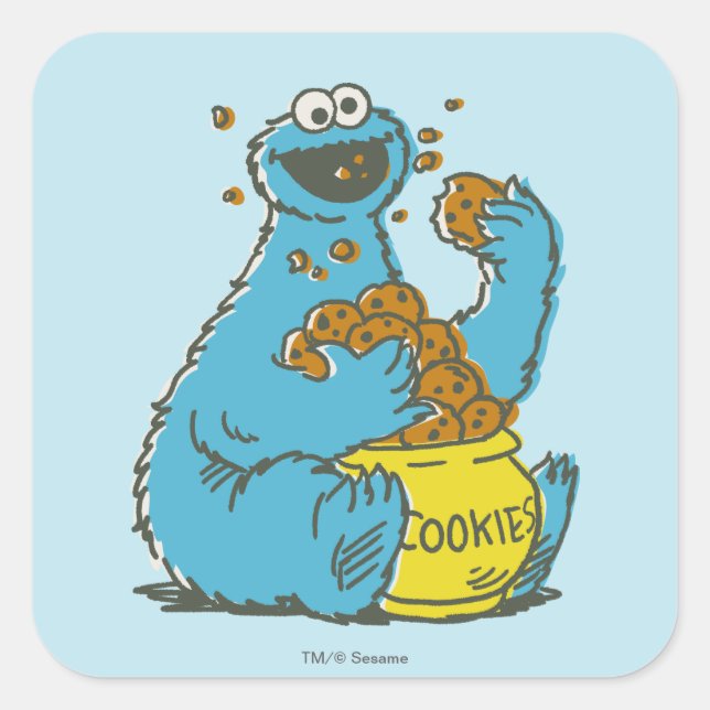 Cookie Monster Vintage Square Sticker (Front)