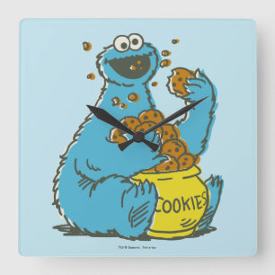 Cookie Monster Vintage Square Wall Clock