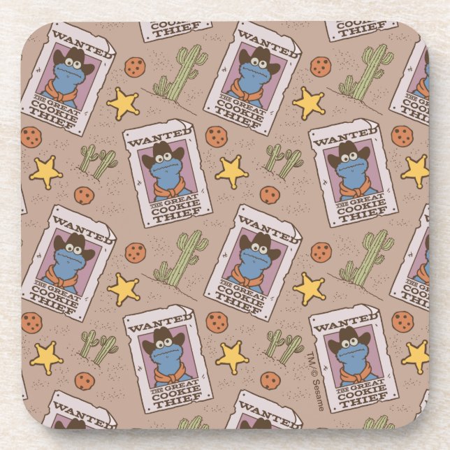 Cookie Monster Wanted Pattern Coaster (Front)