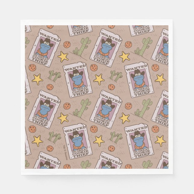 Cookie Monster Wanted Pattern Napkin (Front)