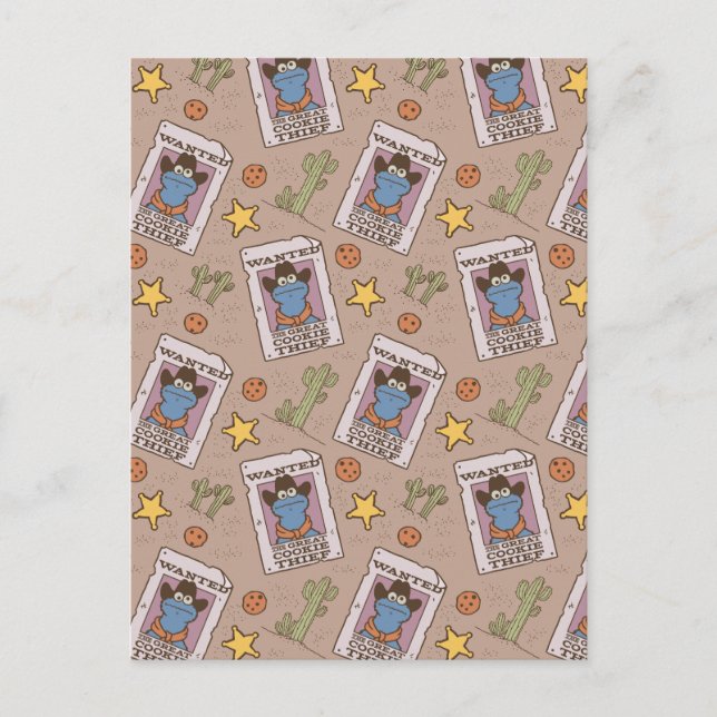 Cookie Monster Wanted Pattern Postcard (Front)