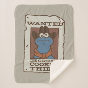 Cookie Monster Wanted Poster Sherpa Blanket