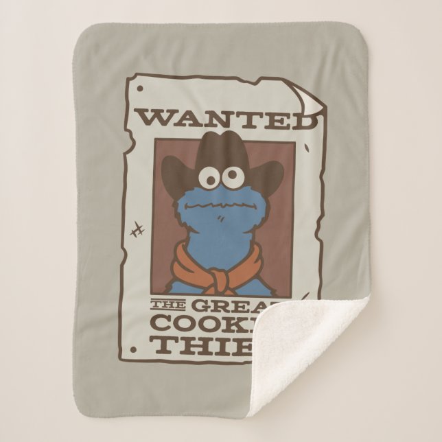 Cookie Monster | Wanted Poster Sherpa Blanket (Front)