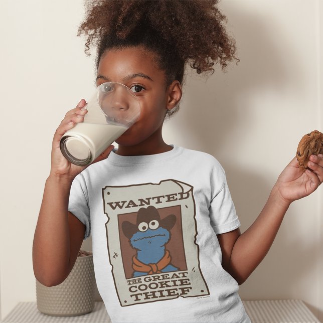 Cookie Monster | Wanted Poster T-Shirt (Kid wearing shirt)