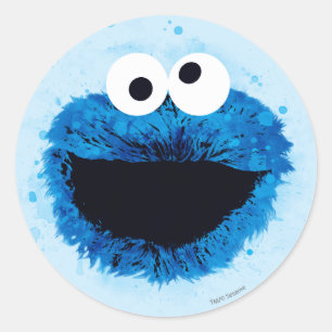 Cookie Monster Watercolor Trend Classic Round Sticker
