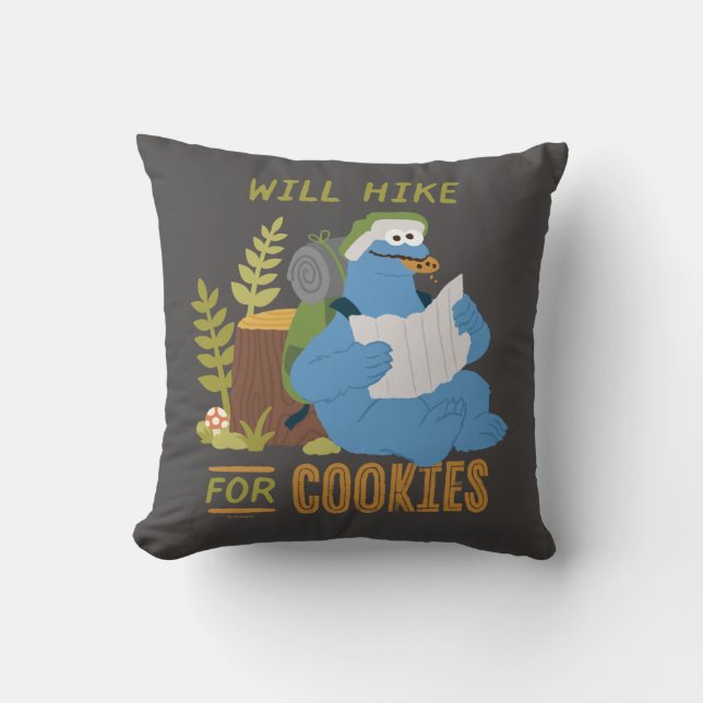 Cookie Monster | Will Hike For Cookies Cushion (Front)
