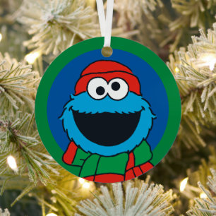 Cookie Monster Winter Scarf Metal Tree Decoration