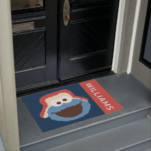 Cookie Monster Woodland Face   Add Your Name Doormat