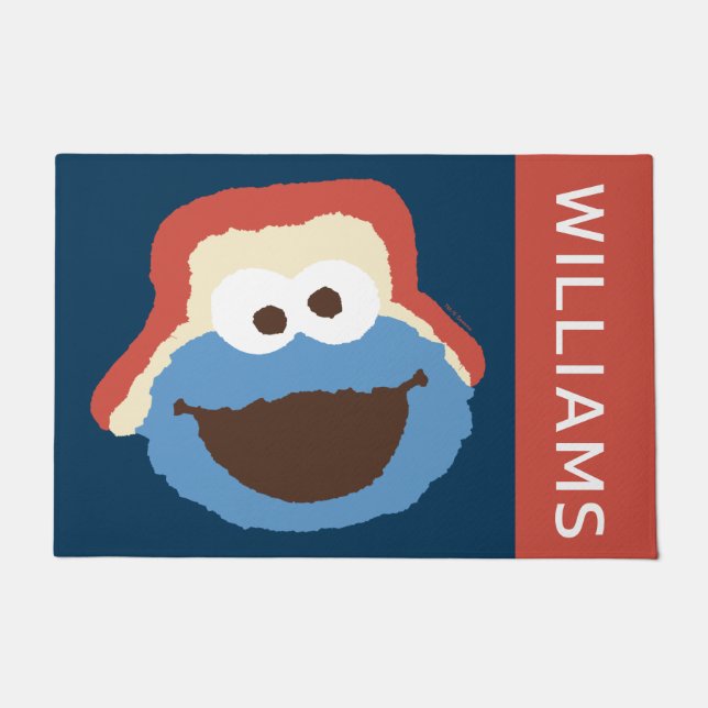 Cookie Monster Woodland Face | Add Your Name Doormat (Front)