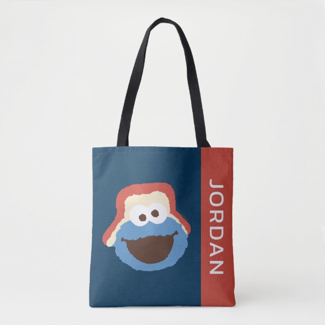 Cookie Monster Woodland Face | Add Your Name Tote Bag (Front)