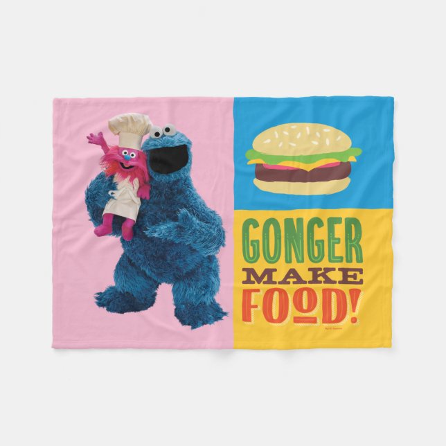 Cookie Monster's Foodie Truck | Gonger Make Food Fleece Blanket (Front (Horizontal))