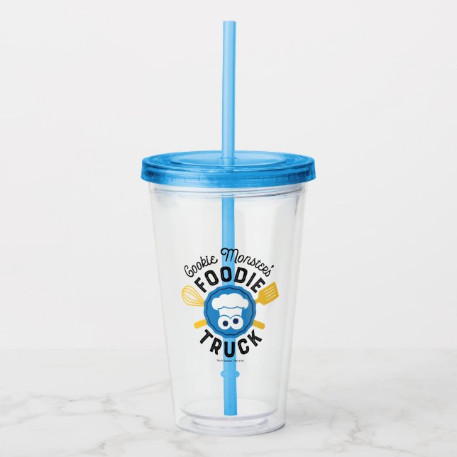 Cookie Monster's Foodie Truck Logo Acrylic Tumbler (Front)